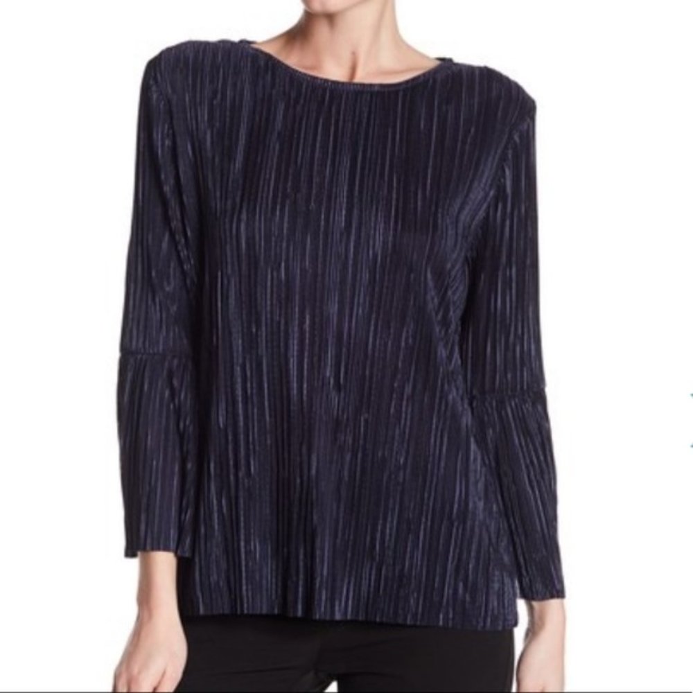 Vince Camuto Navy Pleated Blouse